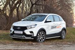 Защита порогов с алюминиевой площадкой Ø51мм (НПС) LADA XRAY Cross c 2018